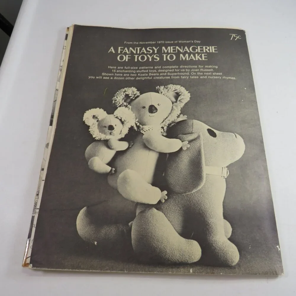 Woman's Day Mag. Nov. 1970 Toy Sewing Patterns UNCUT complete